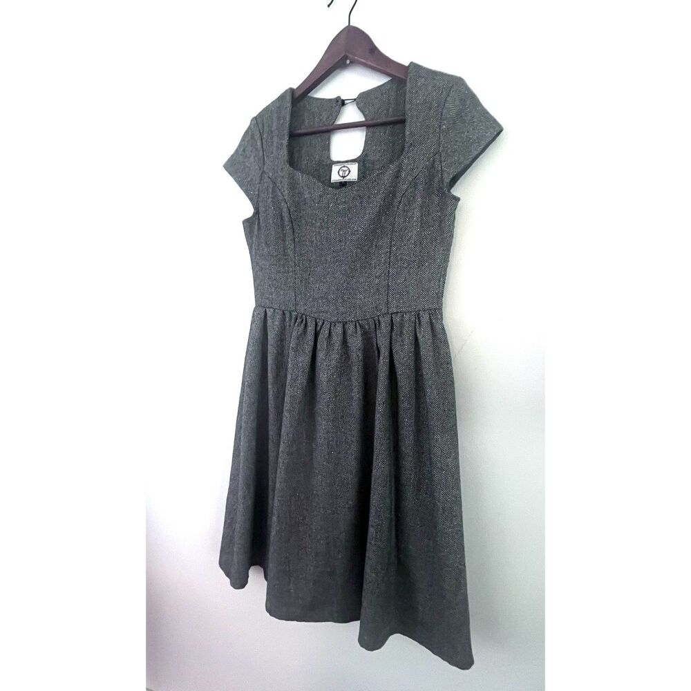 Banned Apparel Dancing Days Capped Sleeve Herringbone Dress Women's Size M